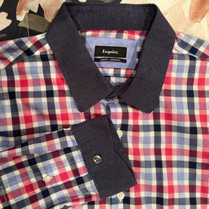 Esquire XLT Button Up Shirt with Dark Collar and Cuffs - In Great Shape!